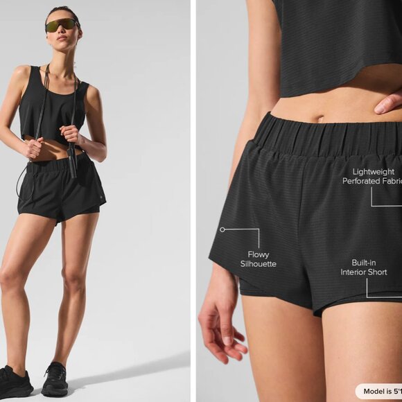 ALO Yoga Pants - ALO Sport Star Short in Black S